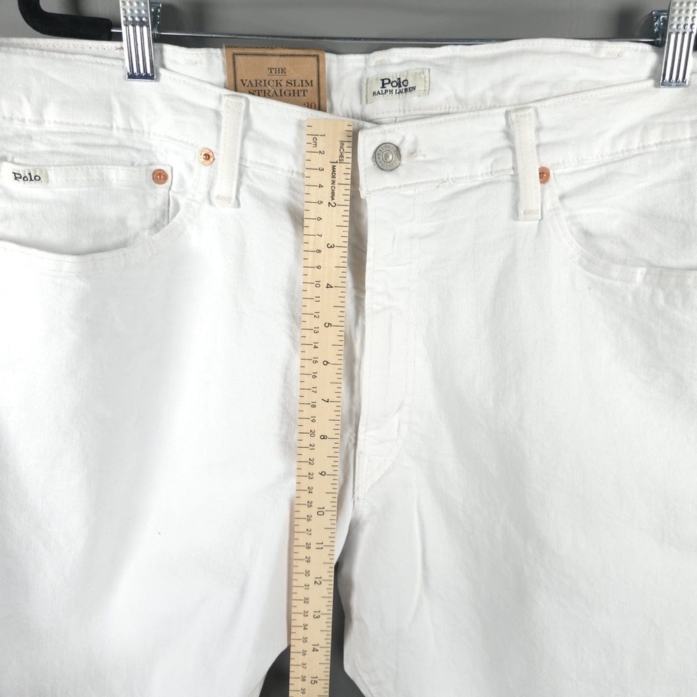 NWT POLO RALPH LAUREN THE VARICK SLIM‎ STRAIGHT Core Replen White Jeans 40X30 - Picture 9 of 15